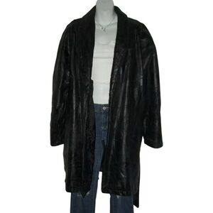 Leather Jacket Vintage 90's Trench Textured Italian Goth Punk alt egirl y2k 2X